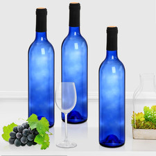 8 Pack 750Ml Bordeaux Wine Bottles, Glass Clear Bottles with 8 Corks and 8 PV...