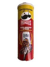NEW PRINGLES BEER-BRAISED STEAK FLAVOR POTATO CRISPS CHIPS 5.5 OZ 158g CAN