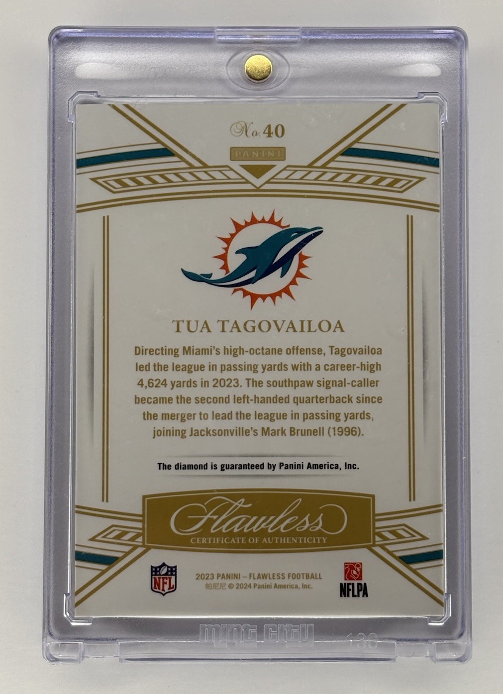 2023 Flawless - Tua Tagovailoa - #40 Black Diamond 1/1 view 2