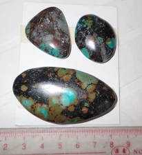 Turquoise Stone Flat Free Form Cabochon 216.5 Carat 3 pieces 43.3 gram
