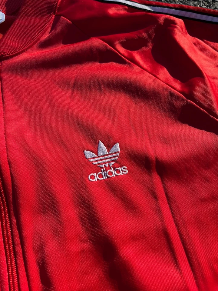 Vintage Adidas Trefoil Track Set 70s 80s Red Made In USA ILGWU Size M - Image 3 of 4