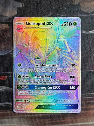 Golisopod GX 148/147 Rainbow Rare Burning Shadows Pokemon Holo Moderately Played