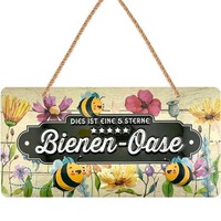 Lanolu Blechschild Bienen Oase Vintage Retro Metallschild Garten 16X32Cm