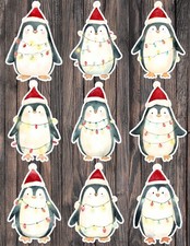 Christmas Lights Penguin Vinyl Stickers Scrapbooking Laptop Waterbottle