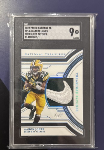 2023 Panini National Treasures - Treasured Patches Aaron Jones 1/1 Blue Foil