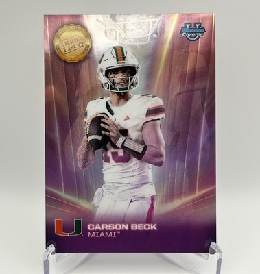 2025 Bowman University Chrome Carson Beck Deans List Case Hit SP Miami Hurricane