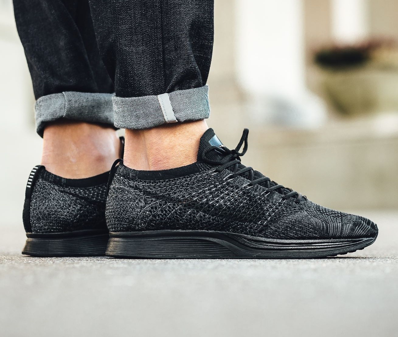 Nike Flyknit Racer Running - 2016 - Triple Black - Size UK 8.5 (EU 43) US 9.5