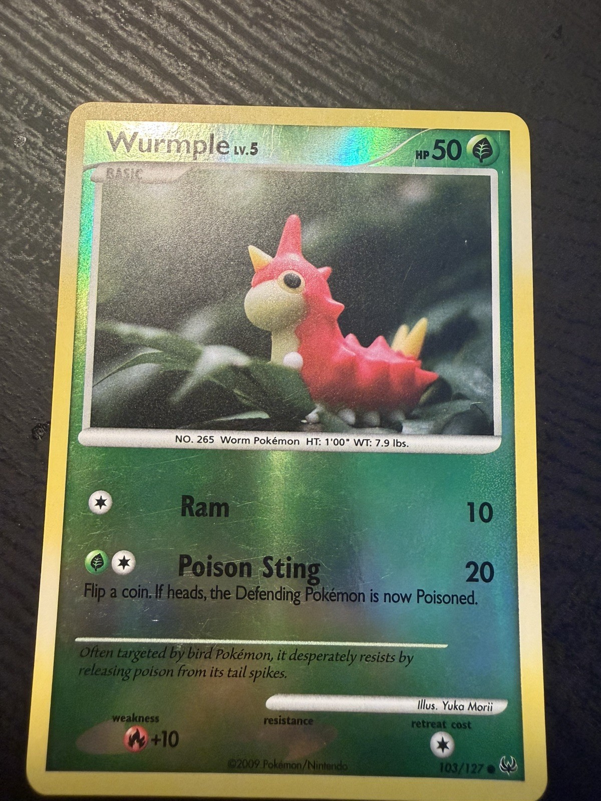LP Wurmple 103/127 Platinum Reverse Holo Pokémon Card Yuka Morii Claymation