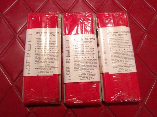 LOT Of Three SCARLET RED Cotton/Polyester 1" SINGLE FOLD BIAS TAPE - #K7 - Picture 2 of 2