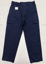 ZARA Men  s Straight Fit Cargo Pants Navy Blue Chino Trousers 36W Ref 1922/117