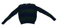 Vintage Polo Ralph Lauren Green Blue Striped Cable Knit Sweater Mens Size XL 90s