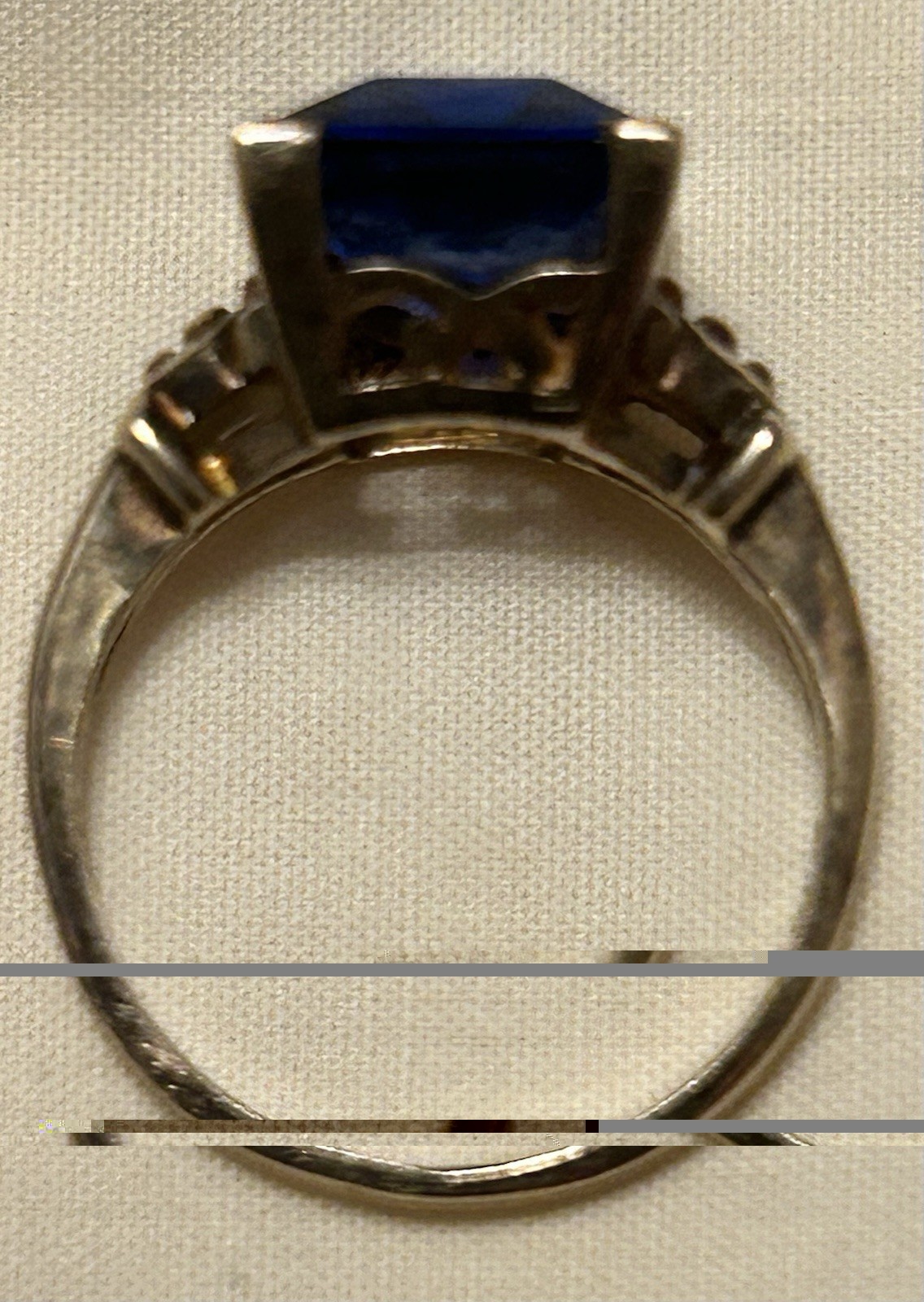 10K Solid Yellow Gold Large Emerald Cut Blue Spin… - image 9