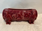 Vtg BURGUNDY McCoy Shawnee Pottery Gnomes Elves & Log Planter Kitsch.      b