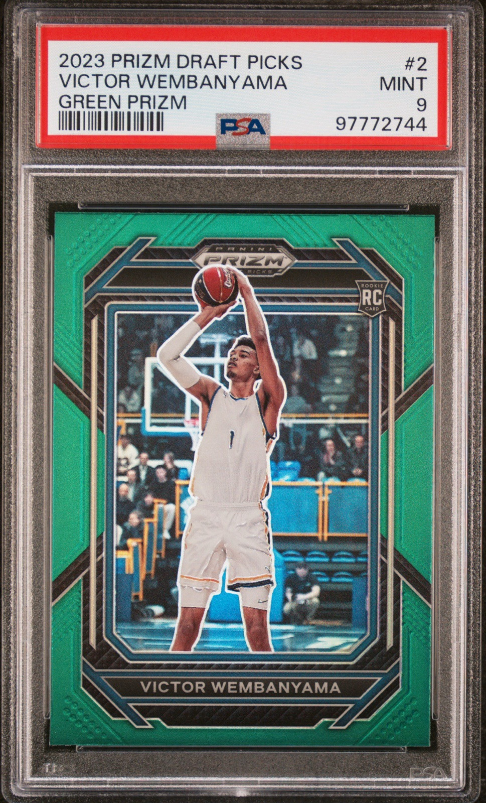 2023 Prizm Draft Picks Victor Wembanyama Green Prizm Rookie #2 PSA 9 Mint Spurs