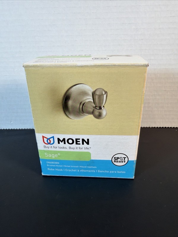 MOEN Sage Robe Hook Brushed Nickel DN6803BN Spot Resist Bath Decor  Bathroom Acc