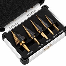 IRONANT 5-Piece HSS Step Drill Bit Set for Metal, 50 Sizes,