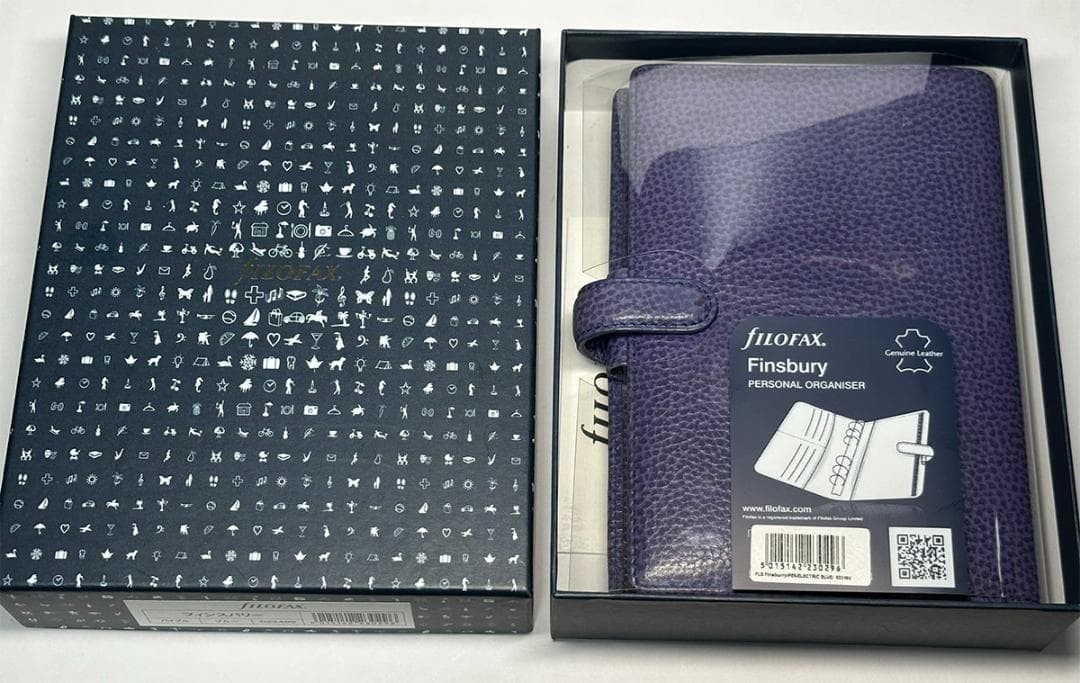 Filofax Finsbury Bible Genuine Leather System Notebook Blue With Box