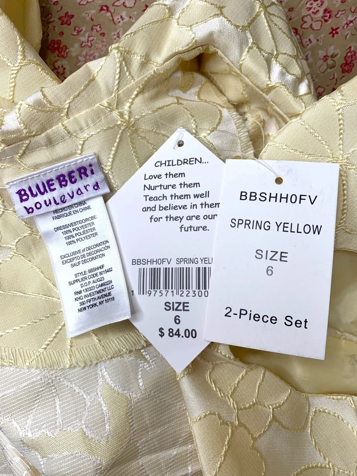 NWT Blueberi Boulevard Girls 2-Piece Yellow Dress & Coat Set Size 6 RAA10418 - Image 4 of 4