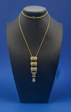 Vintage Victorian Revival Y-Drop Locket Pendant Necklace