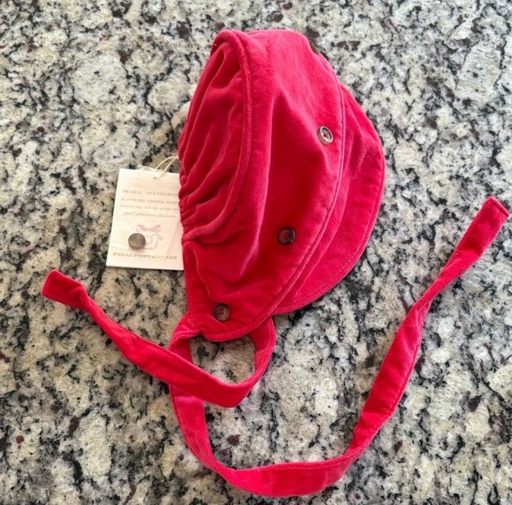 New The Beaufort Bonnet Company Velveteen Bonnet Richmond Red XS