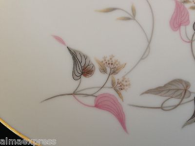 Noritake China Arden 5603 Pink Flowers Gray Leaves 8-1/4