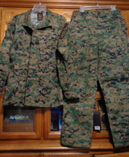 USMC MARPAT Uniform WOODLAND Combat Shirt  Pants in size MEDIUM LONG  ML