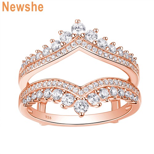 Newshe 925 Silver Womens Ring Band Ring Guard Enhancer Wrap for Engagement Ring - Picture 12 of 13