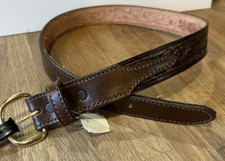 R.G. Bullco Cowhide Belt 5402 1-1/2 Brown Floral Leather Made In USA Size 32