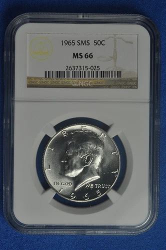 1965 SMS Silver Kennedy Half Dollar NGC MS 66 SMS 40% Silver