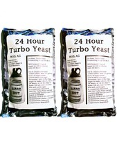 2 Packs 24 Hour Turbo Yeast w/ AG - Moonshine Alcohol Whiskey Rum Vodka 6.5 gal