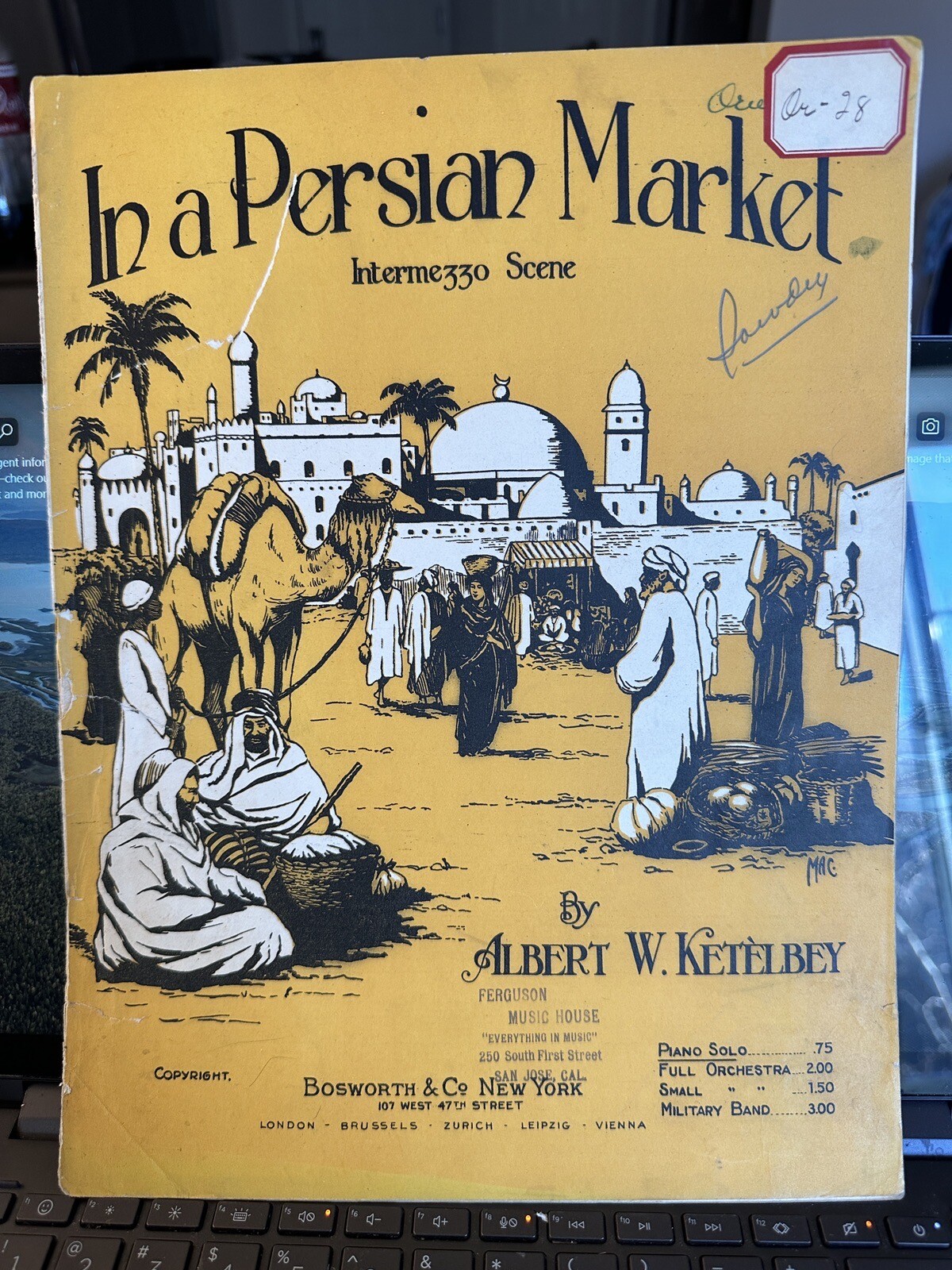 1920 9x12  Exotic sheet music IN A PERSIAN MARKET by ALBERT KETELBEY