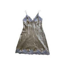 California Dynasty Gold Nightgown Slip Dress Lace Trim Size Small