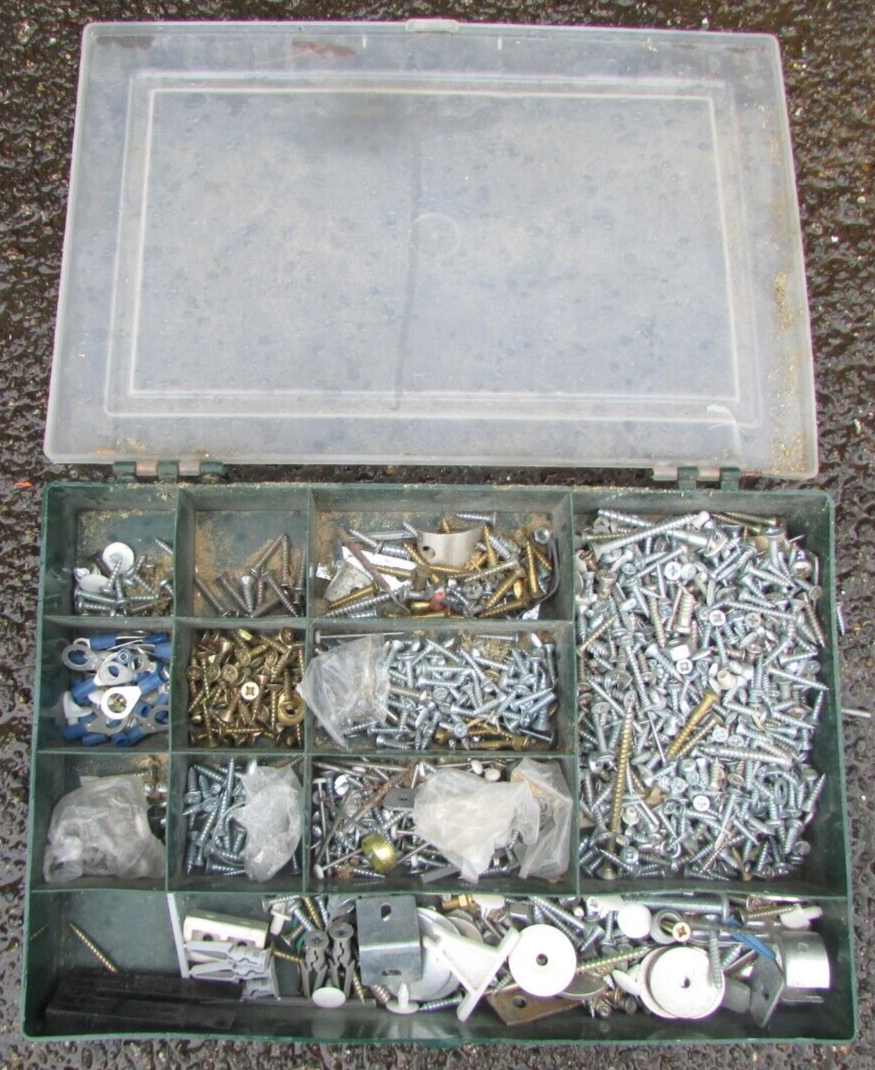 Fittings Organiser Storage Case & Job Lot of Various Screws Fixtures
