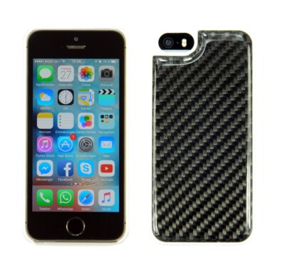 Carbon Schutzhülle Cover Case mit weißem Rand für Apple iPhone 5 5S SE