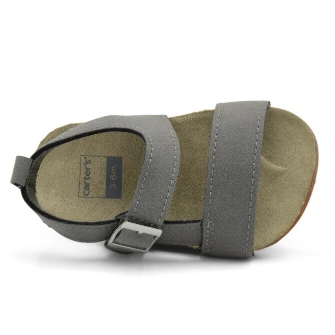 Carters Bebé Niño Gris Suela de Corcho Sandalia Cuna Zapatos 0-3 Meses Nuevo con Etiquetas Lindo Foto 4 de 4
