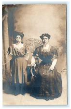 Lancaster PA, Pennsylvania Studio Portrait Young Woman Ornate Chair RPPC