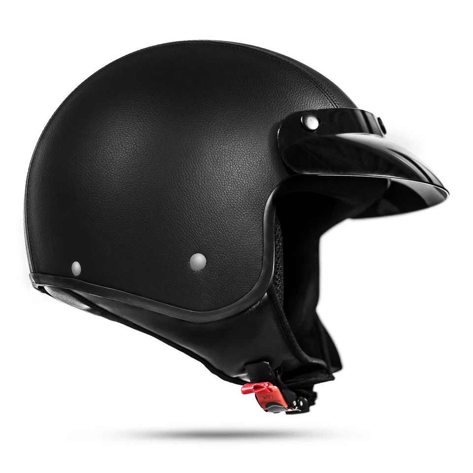 Classic 033 M Kunstleder Schwarz ECE Jethelm Chopper Moped Motorradhelm B-Ware - Bild 2 von 4