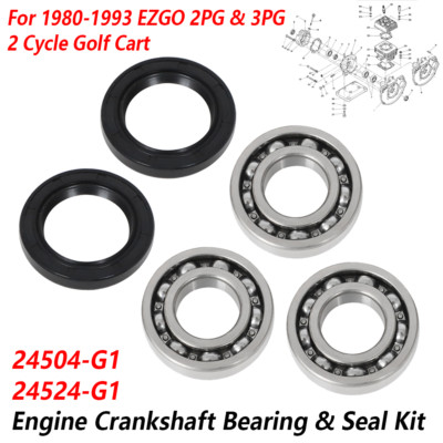 For EZ GO 1980-1993 2PG 3PG Golf Cart 2 Cycle Engine Crankshaft Bearing Seal Kit