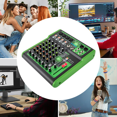 6 Kanal Audio Mixer Aufnahme Mischpult Bluetooth USB Mischer Equalizer DJ LCD