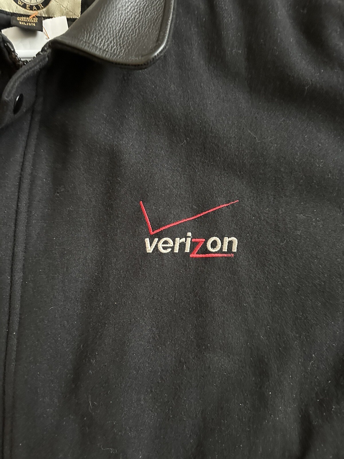 Vintage Verizon Letterman Varsity North End Jacket Black Leather Mens ...