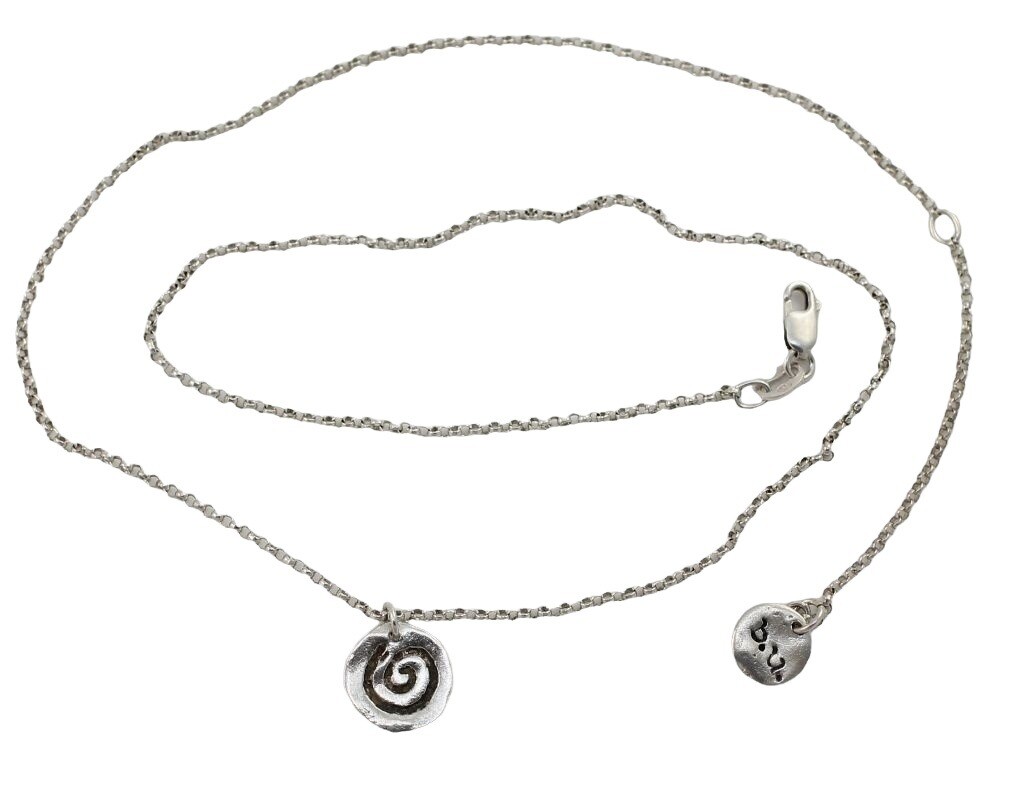 Designer Solid Sterling Silver Circle Disc Chain … - image 2