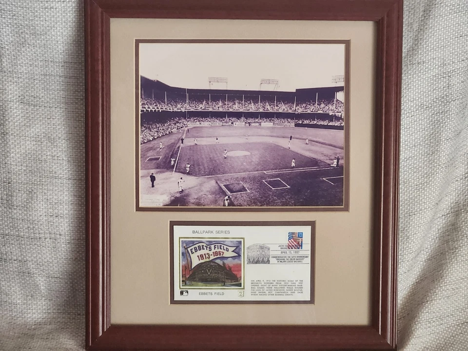Ballpark Series USPS Framed Ebbets Field 1st Day of Issue Stamp April 15, 1997 - Image 3 of 4