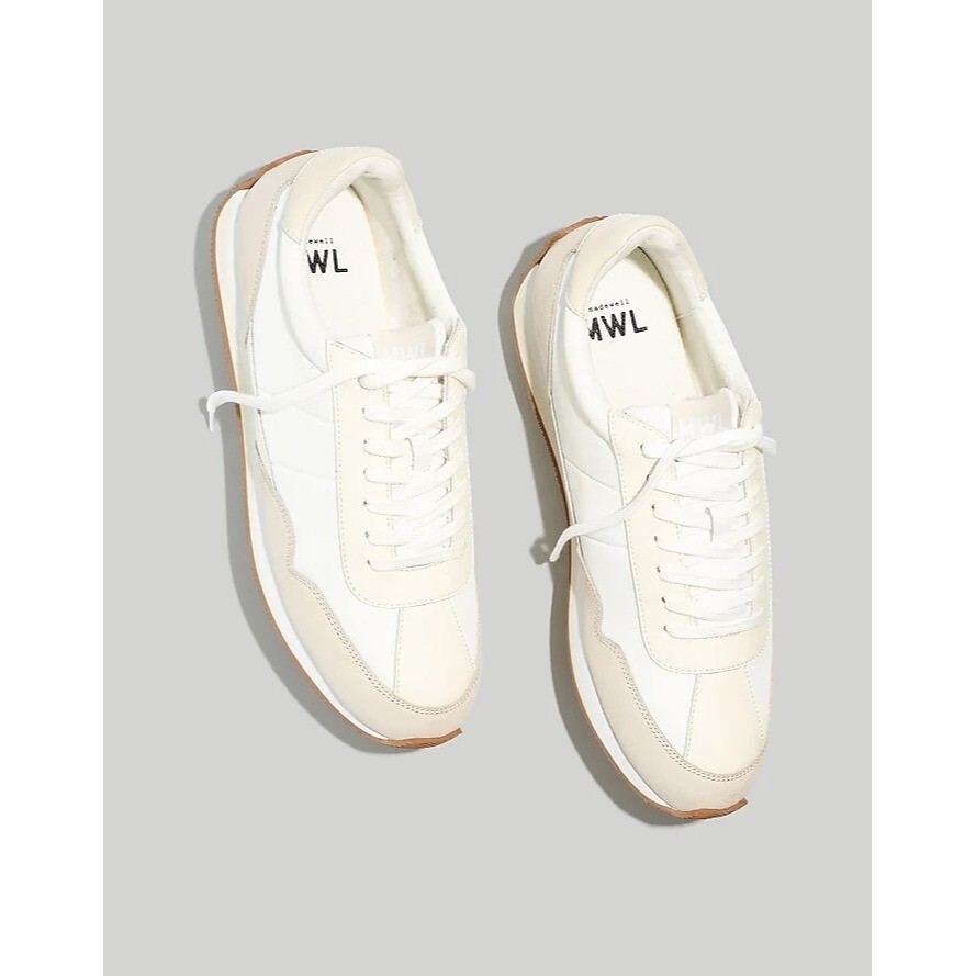 Madewell League Sneakers in Washed Nubuck in Cloud Linen 