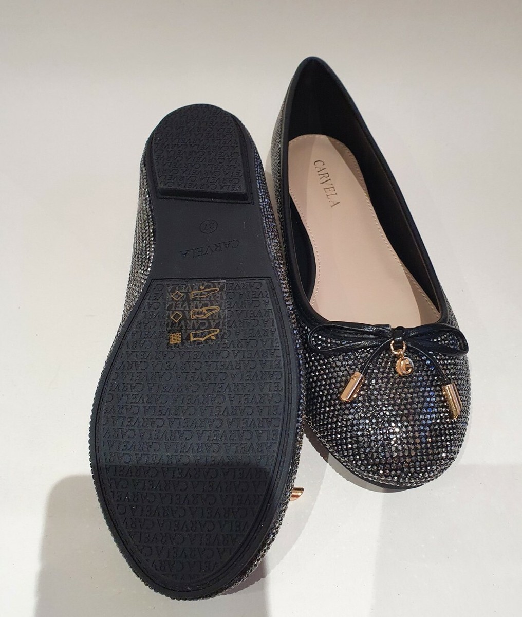Carvela Embellished Ballet Gunmetal UK4 Comfort Flats