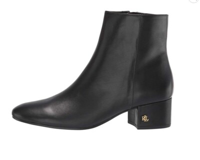 New women Lauren by Ralph Lauren Welford Black Leather Ankle