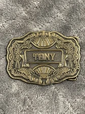 Vintage 70's Oden Inc. Heavy Metal Belt Buckle Personalized With Name "Tony"