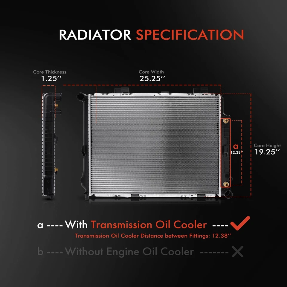 Radiator with Transmission Oil Cooler for Mercedes-Benz E320 1998-2002 V6 3.2L - Image 2 of 4