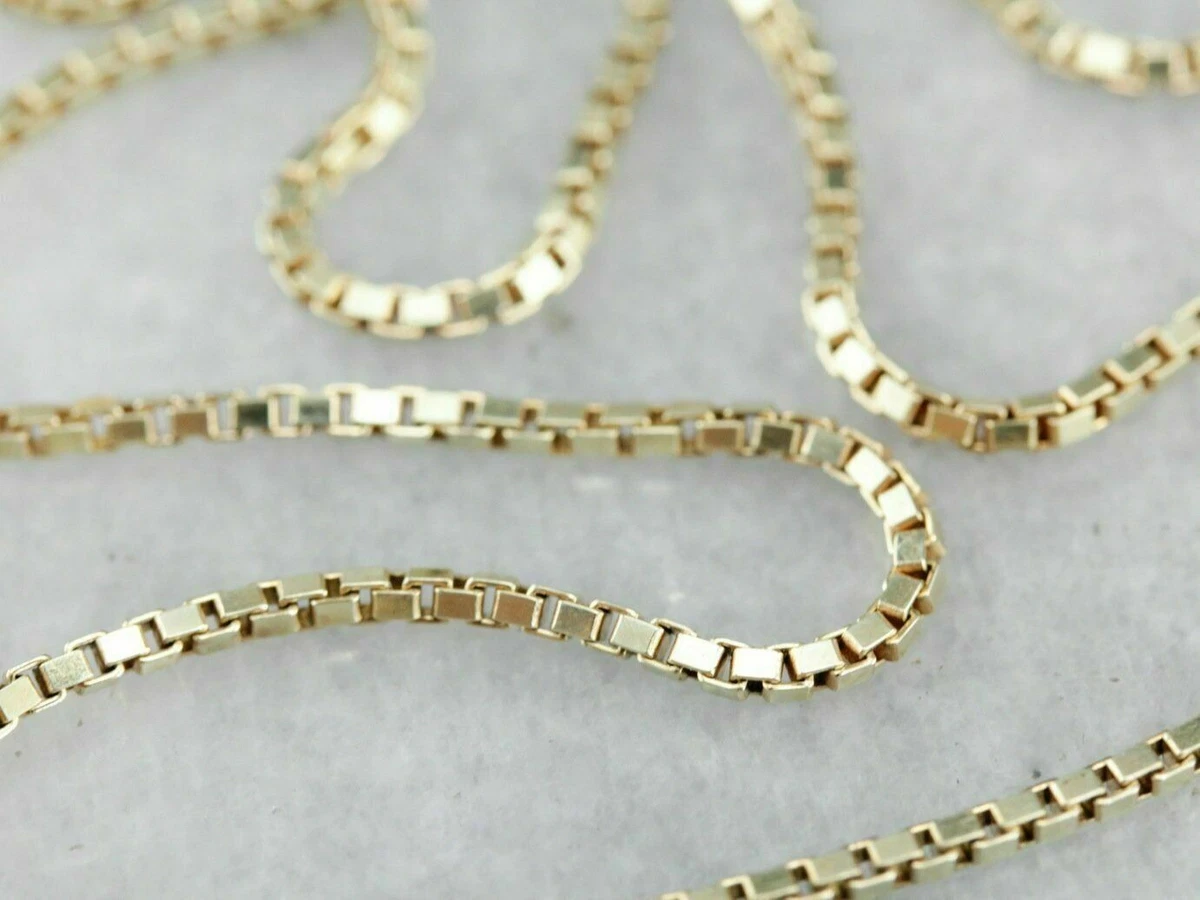 14K Solid Yellow Gold Box Necklace Chain 0.50mm 16 Inch Real 14k