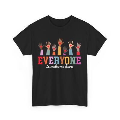 HOT Everyone Is Welcome Here Shirt, Hand with Hearts Cute T-shirt