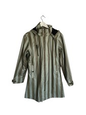 Sos Jensen Green Stripe Mac Jacket Coat Waterproof Size 12 14 Designer